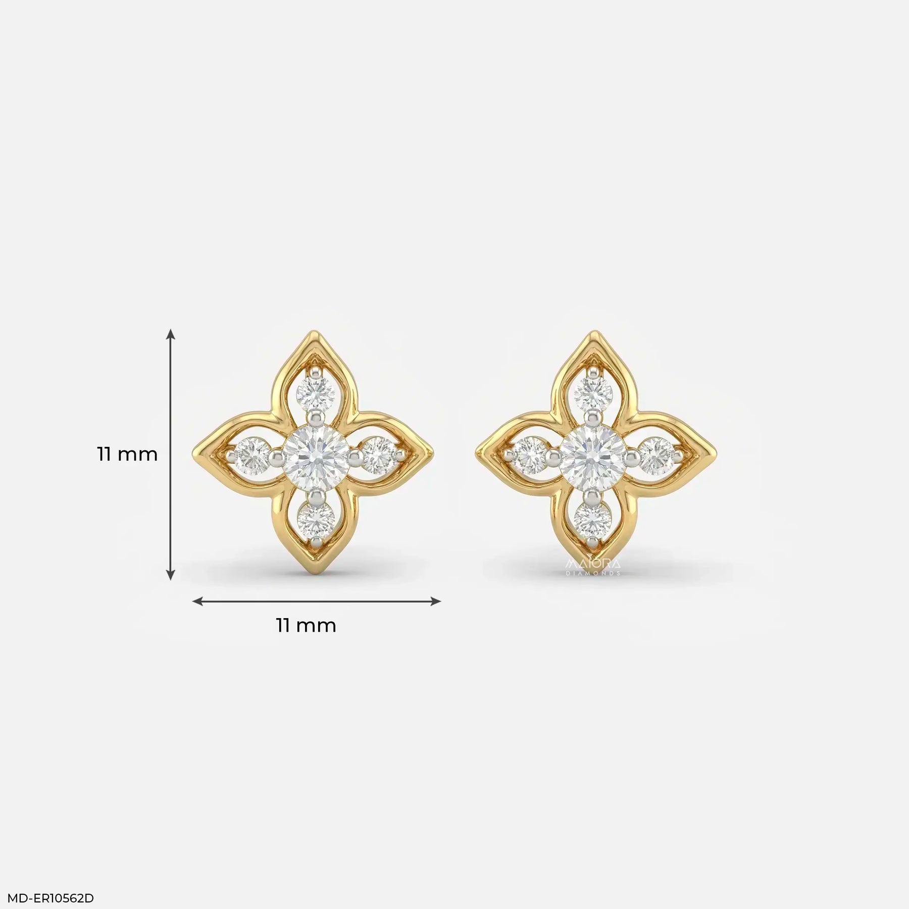 0.25 Carat Elara Petal Lab Diamond Stud Earrings 9K Yellow Gold
