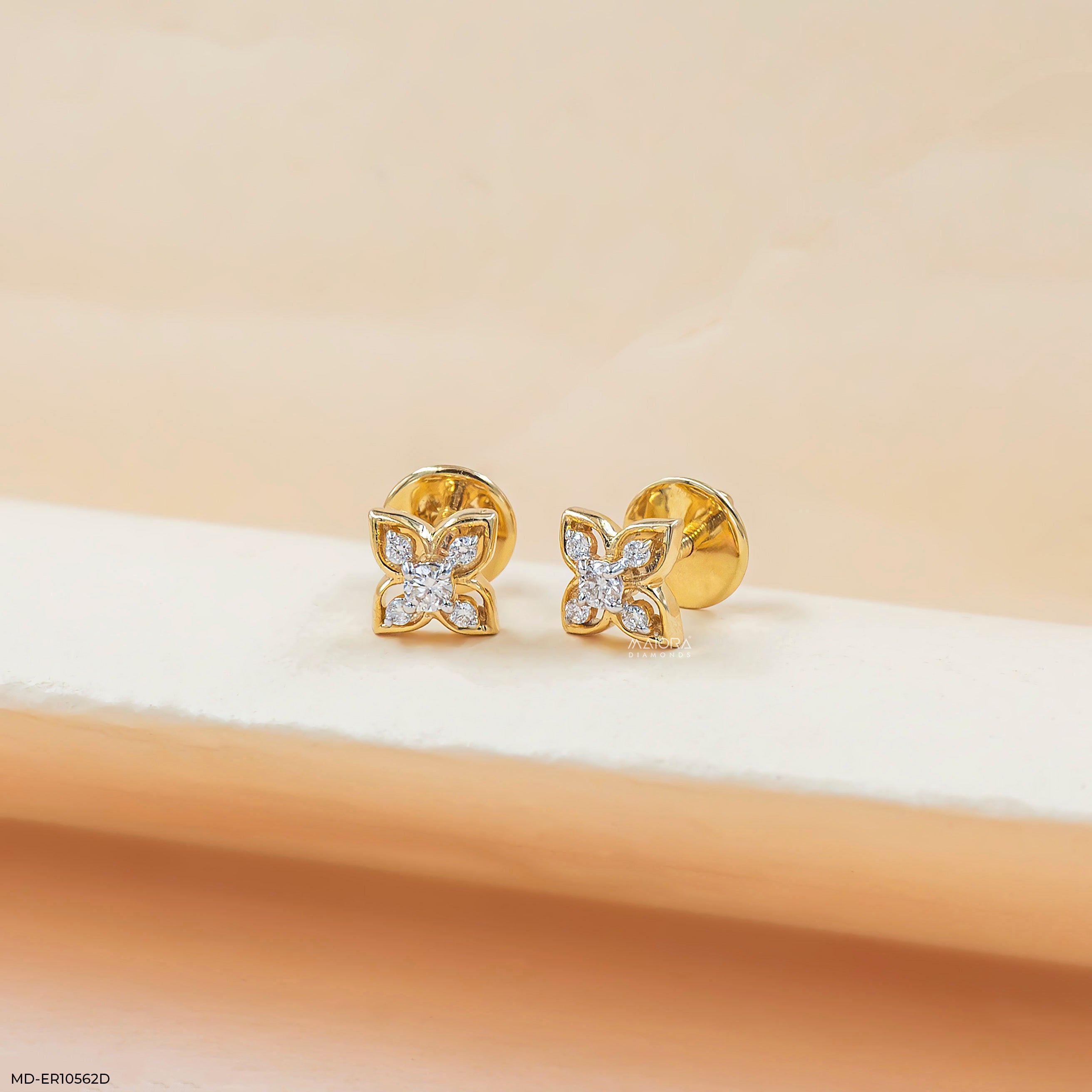 0.25 Carat Elara Petal Lab Diamond Stud Earrings 9K Yellow Gold