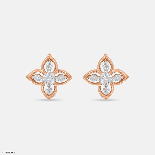 Daffodil Diamond Earrings 14K Rose Gold