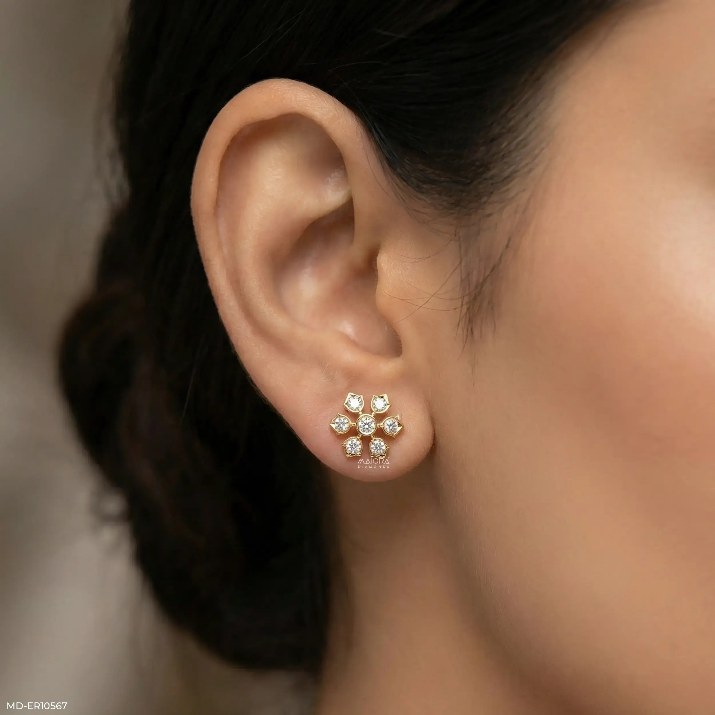 Pankhuri Diamond Studs 14K Yellow Gold