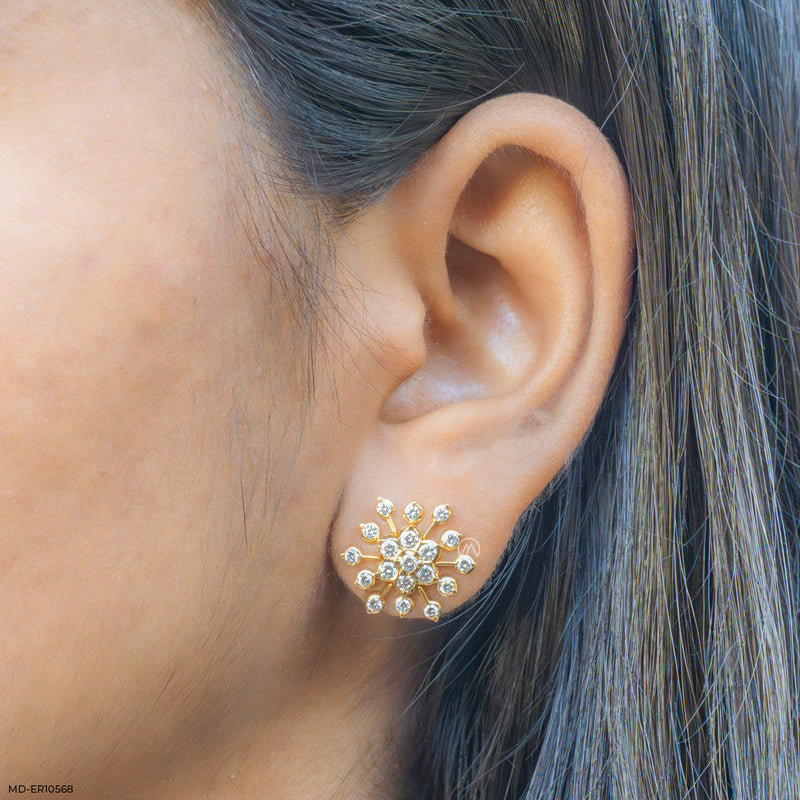 Starlight Burst Studs 14K Yellow Gold