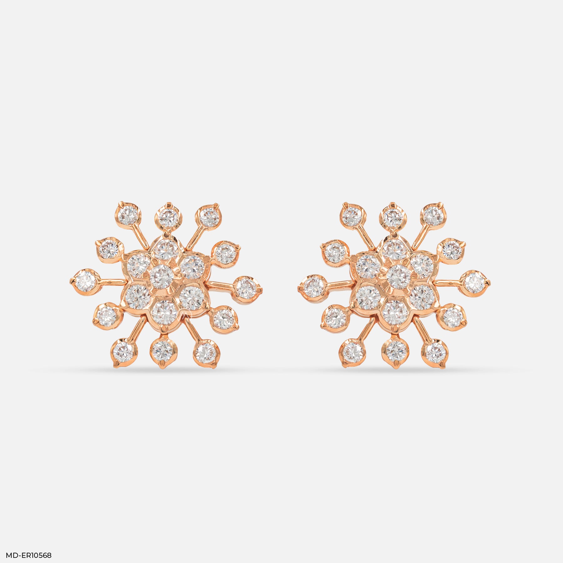 1.25 Carat Round Cluster Starburst Diamond Studs 22K Yellow Gold