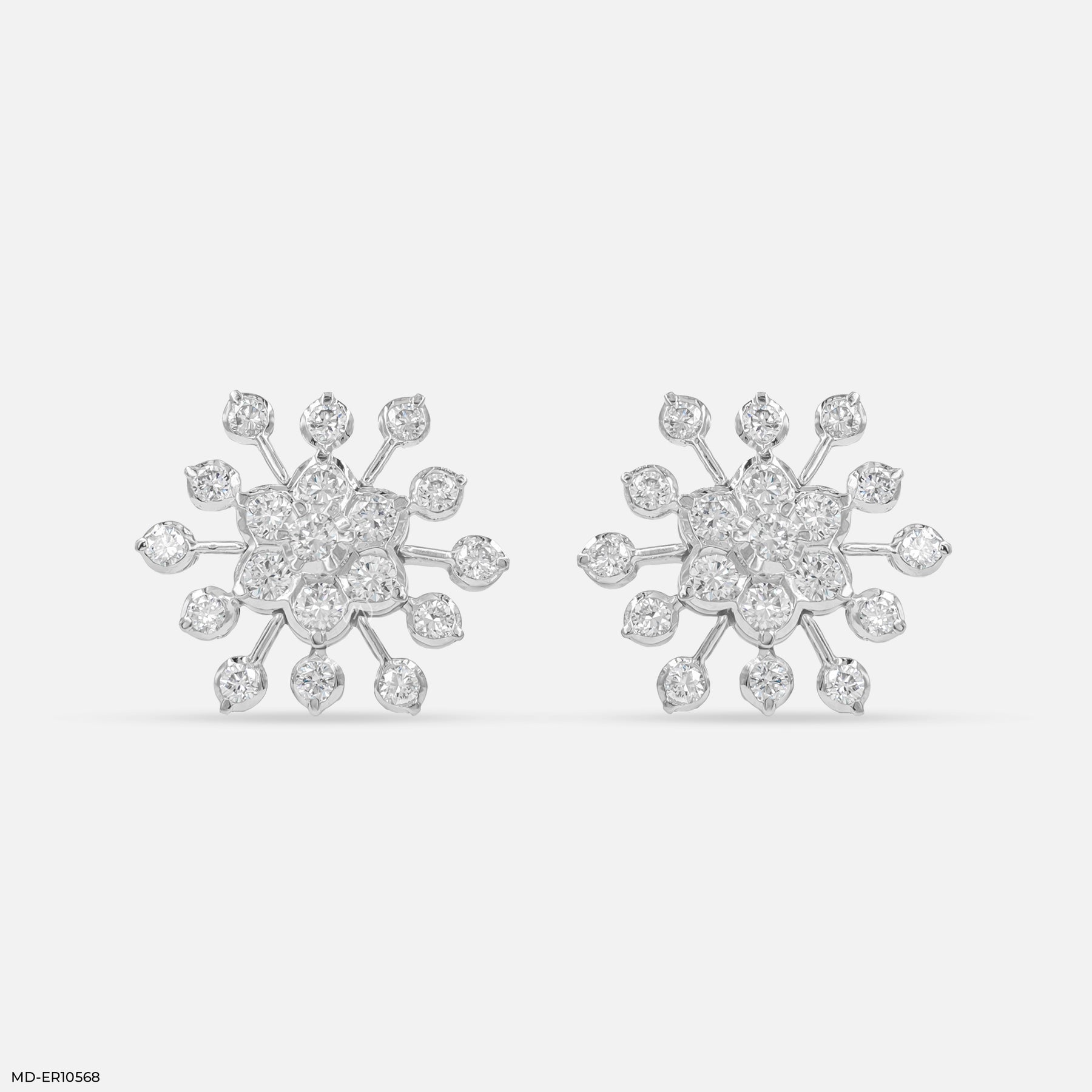 1.25 Carat Round Cluster Starburst Diamond Studs 22K Yellow Gold
