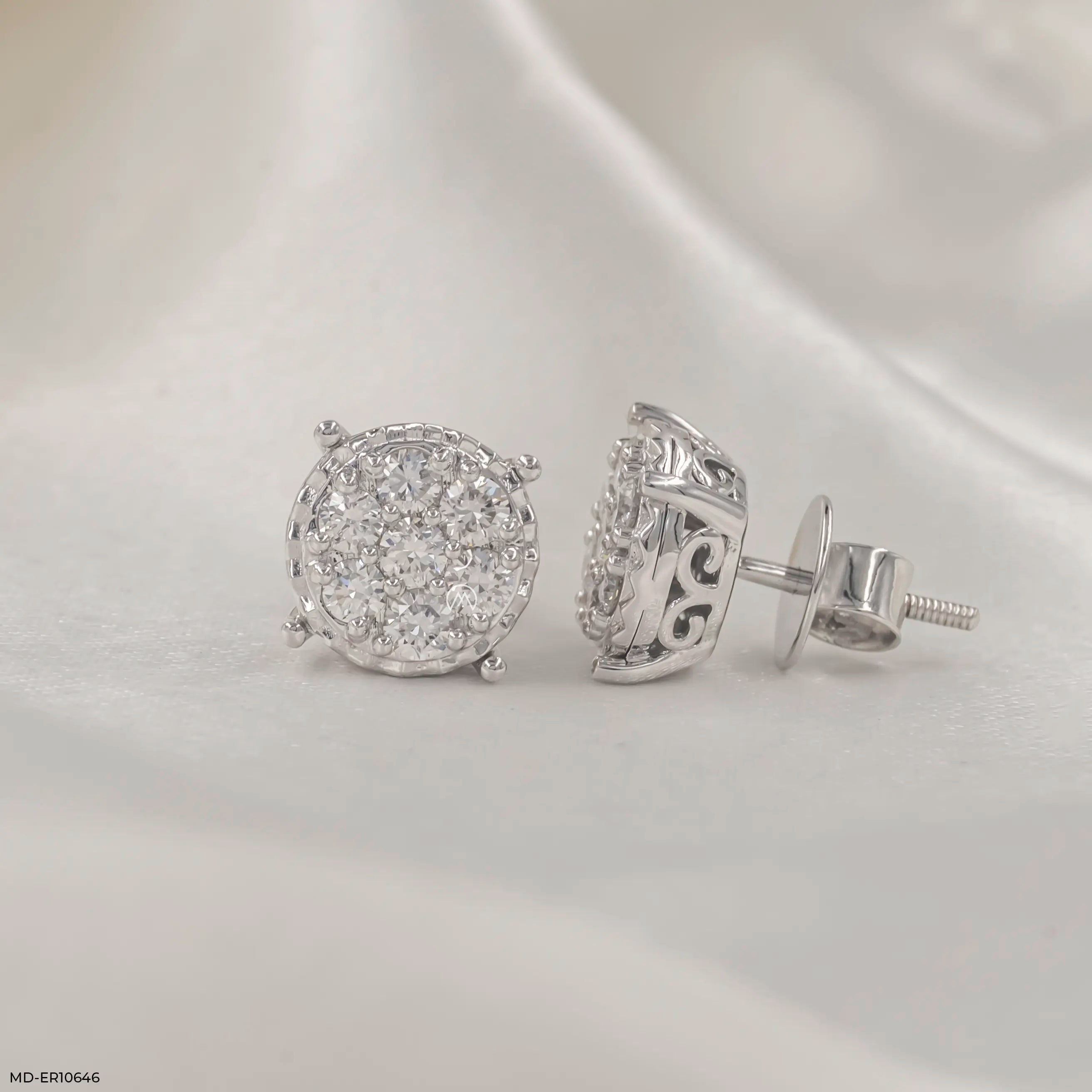 Exquisite Bunch Diamond Earrings 9K White Gold