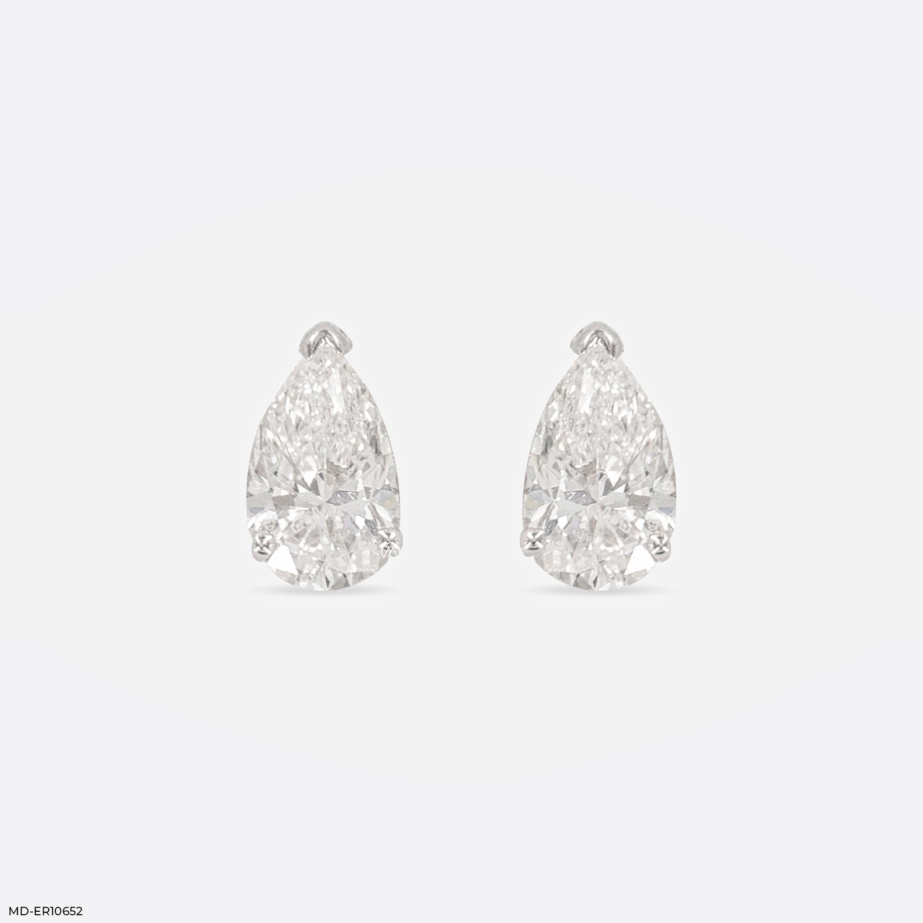 0.5 Carat Pear Pop Lab Diamond Solitaire Stud 18K White Gold