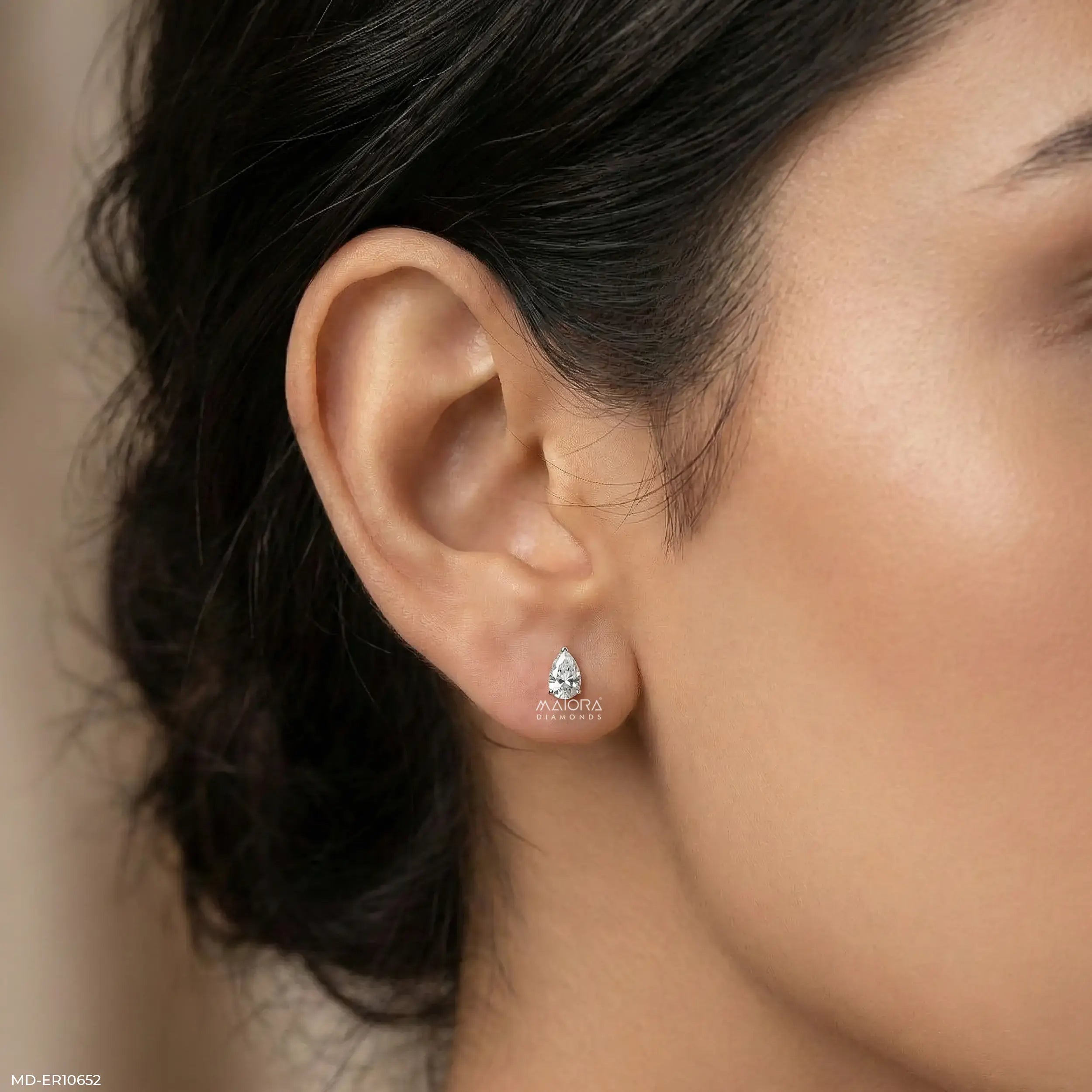0.5 Carat Pear Pop Lab Diamond Solitaire Stud