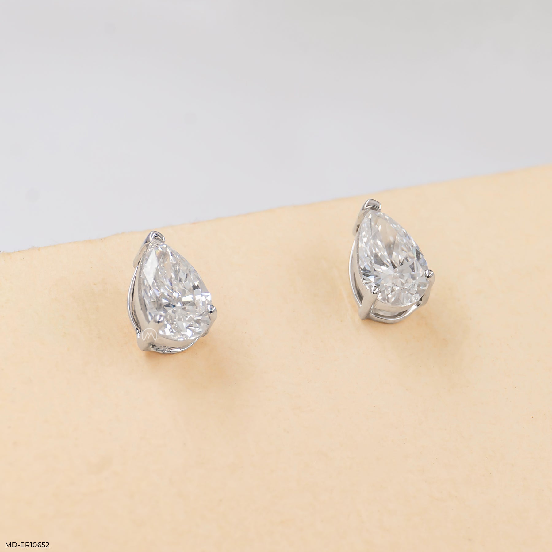 0.5 Carat Pear Pop Lab Diamond Solitaire Stud 18K White Gold