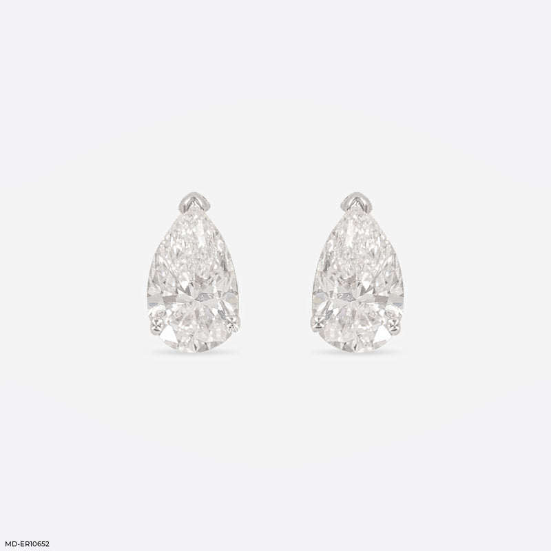 Pear Pop Lab Diamond Solitaire Stud 18K White Gold