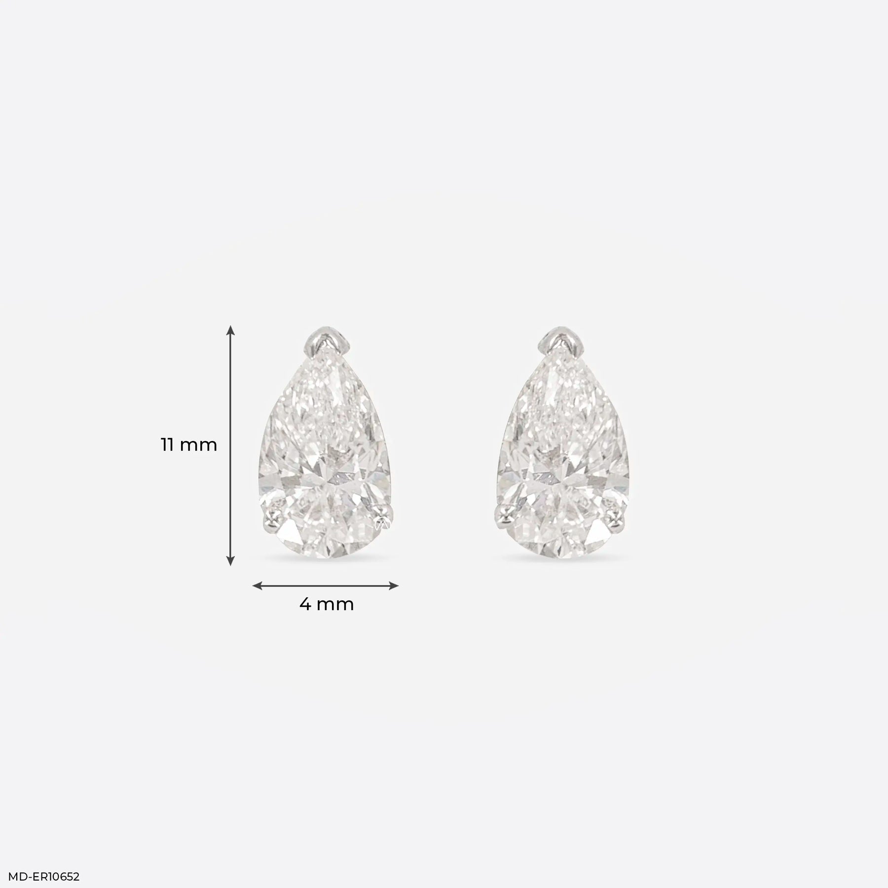 0.5 Carat Pear Pop Lab Diamond Solitaire Stud 18K White Gold