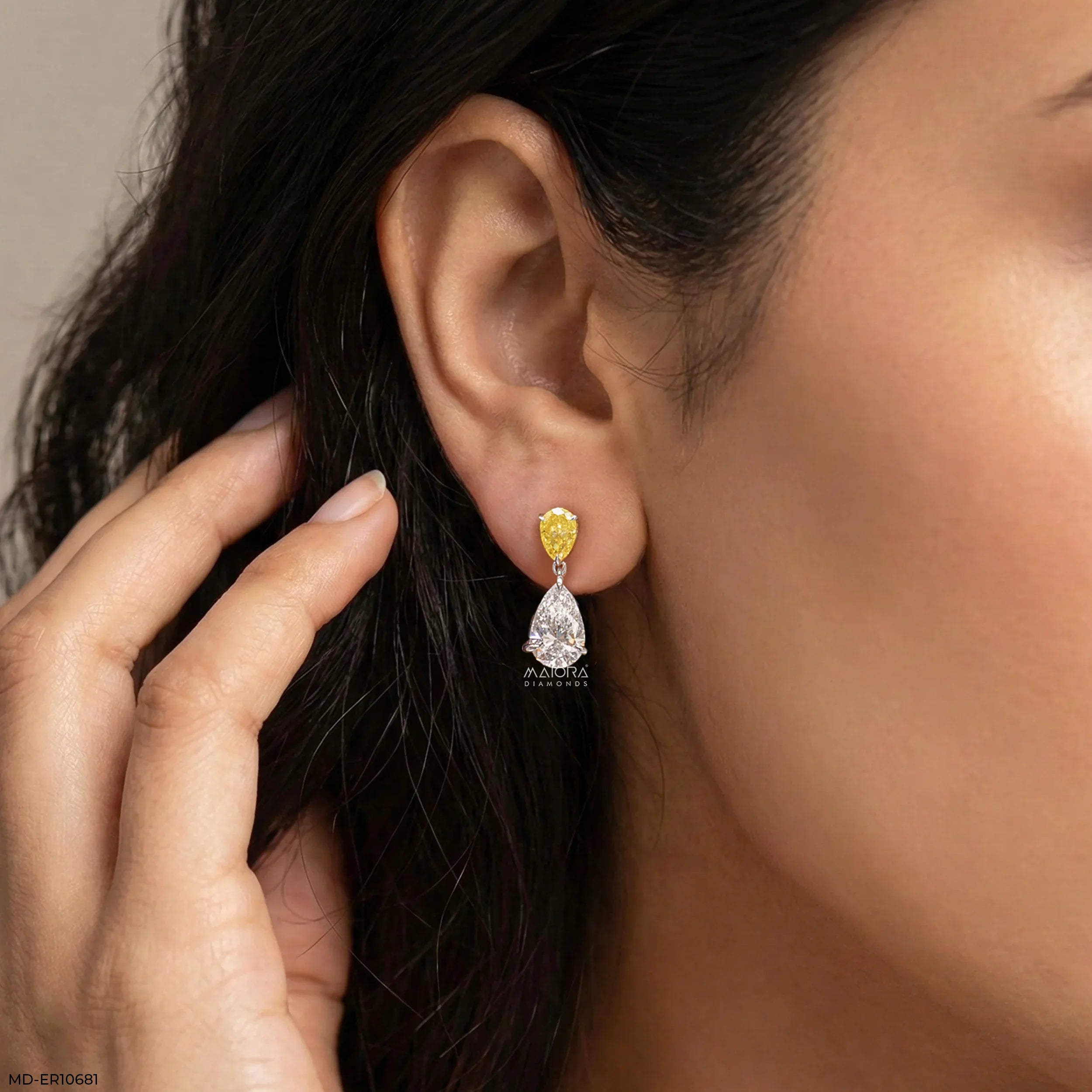 Vivid Drop Solitaire Earrings 9K Yellow Gold