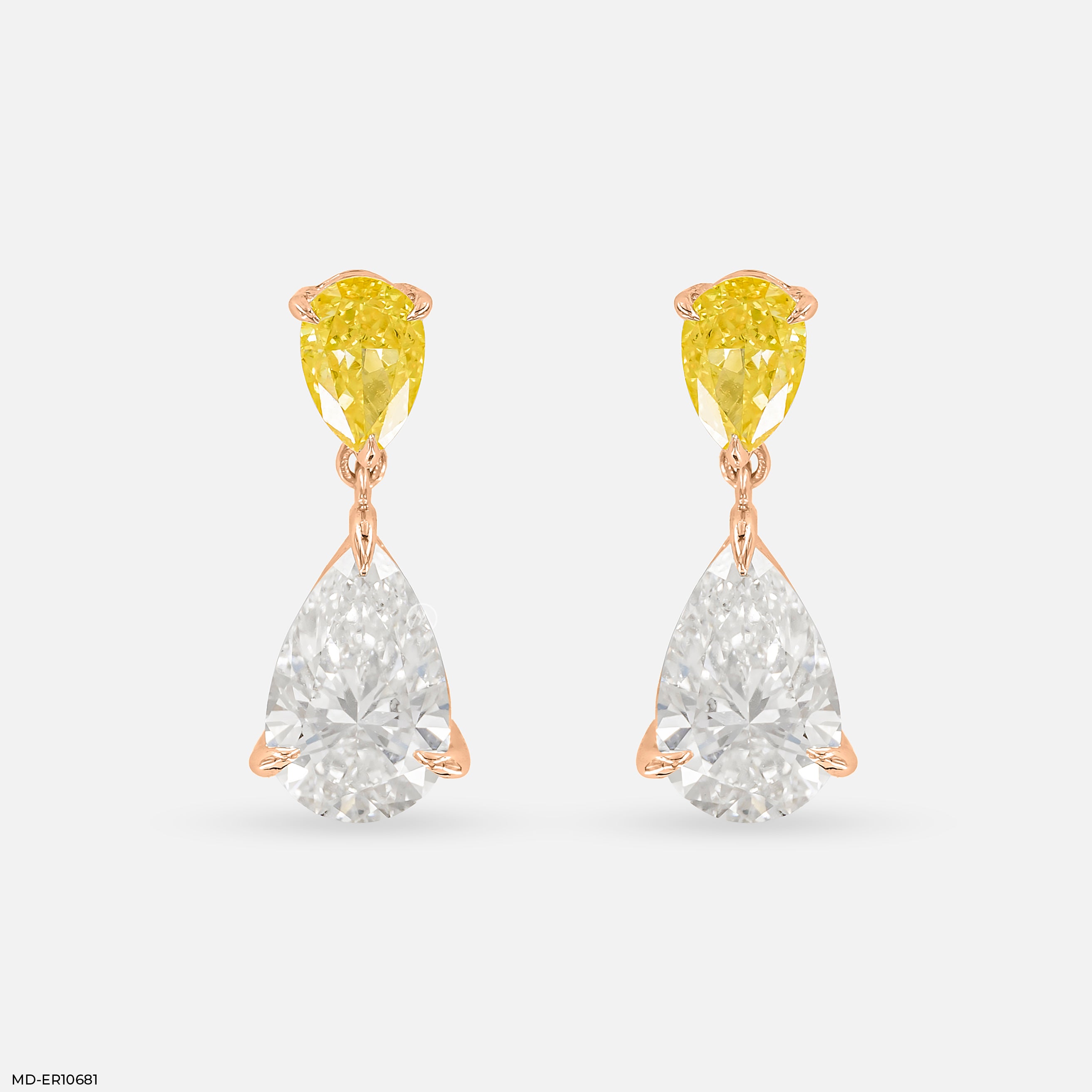 Vivid Drop Solitaire Earrings 14K Rose Gold