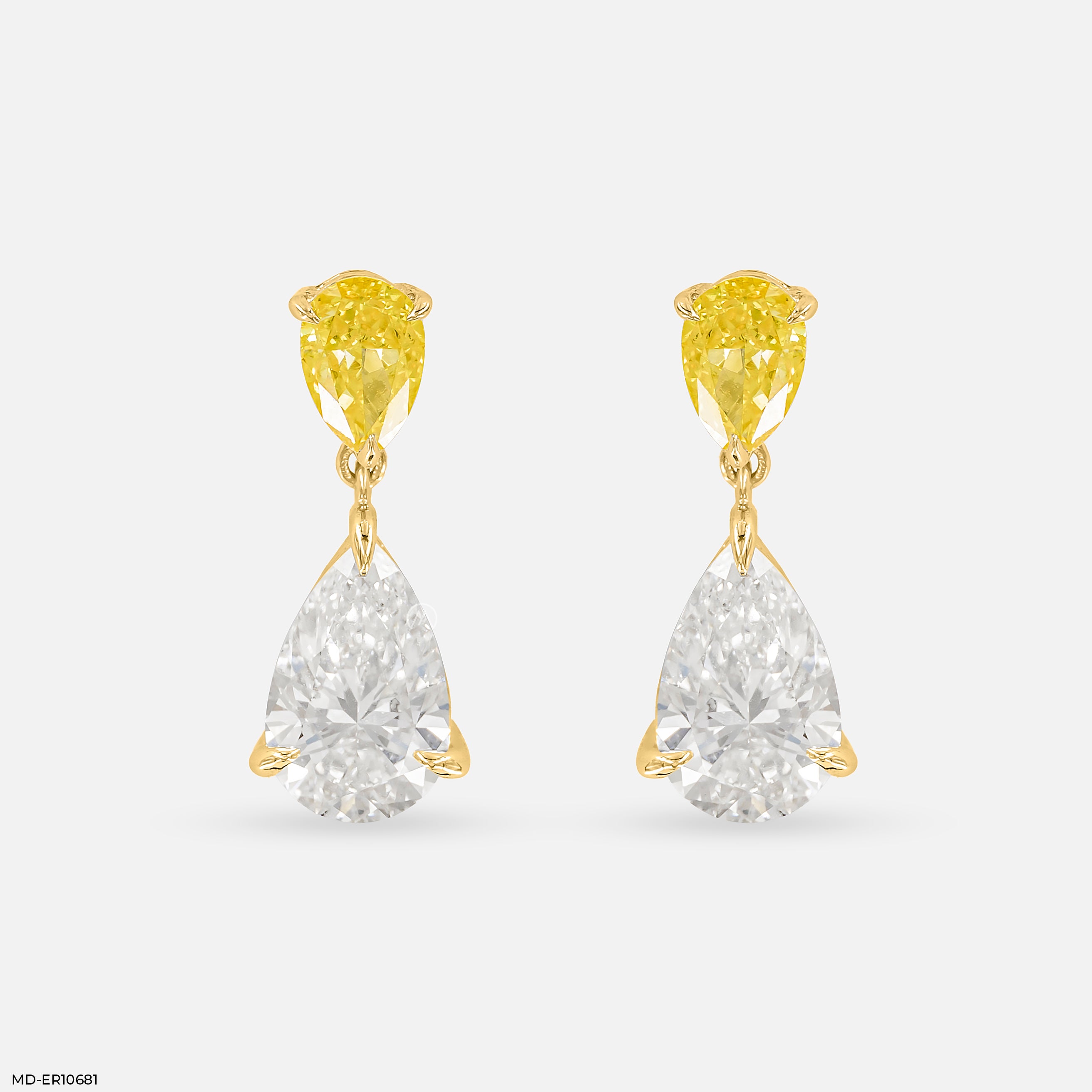 Vivid Drop Solitaire Earrings 9K Yellow Gold