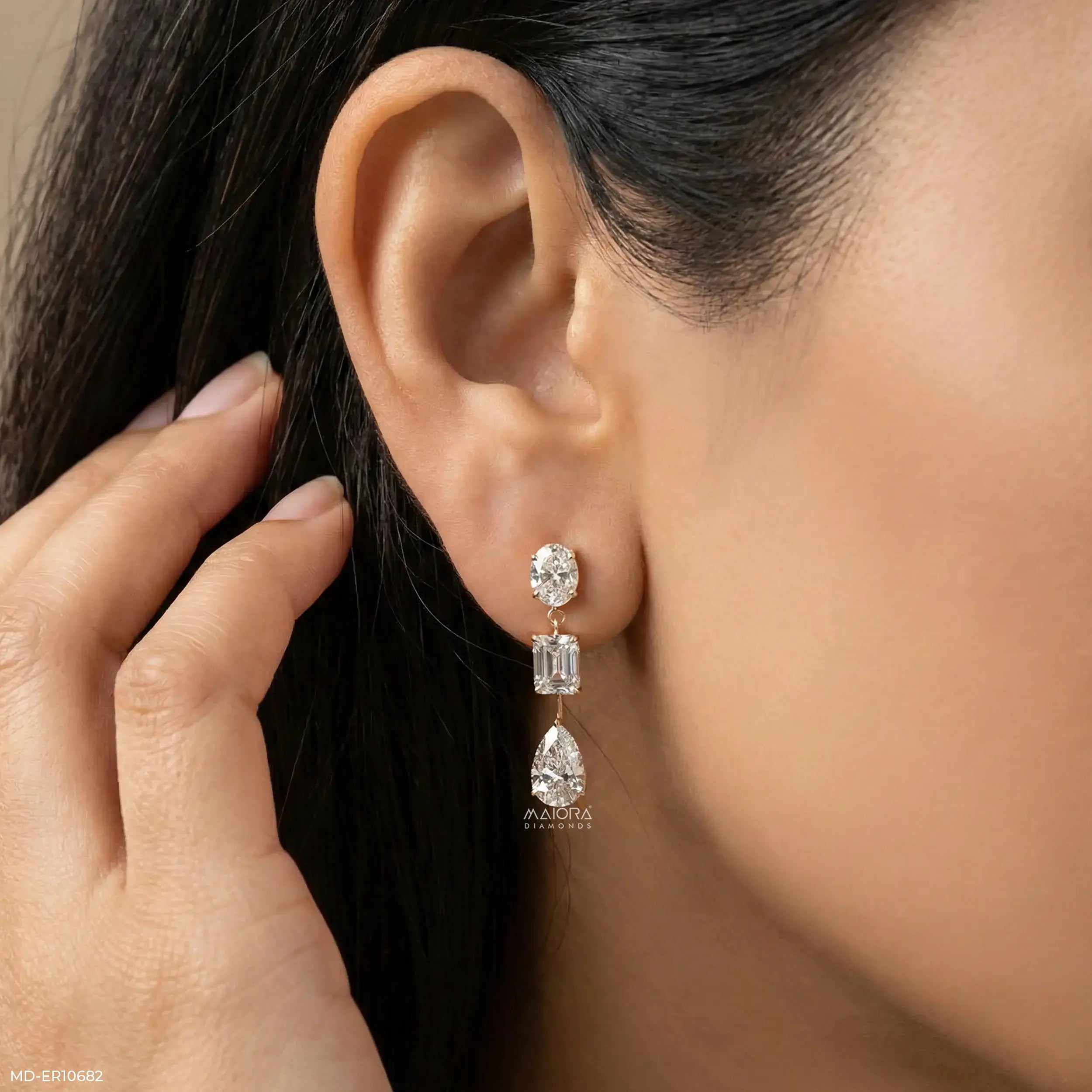 DripDrop Diamond Earrings 9K Yellow Gold