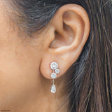 Shiny Round Drop Diamond Earrings 14K Rose Gold