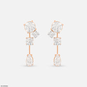 Shiny Round Drop Diamond Earrings 18K Rose Gold