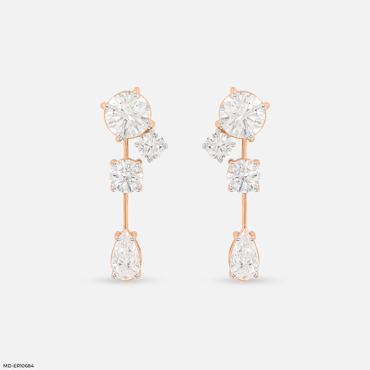 Shiny Round Drop Diamond Earrings