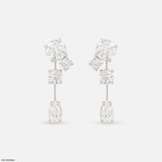 Shiny Round Drop Diamond Earrings 18K White Gold
