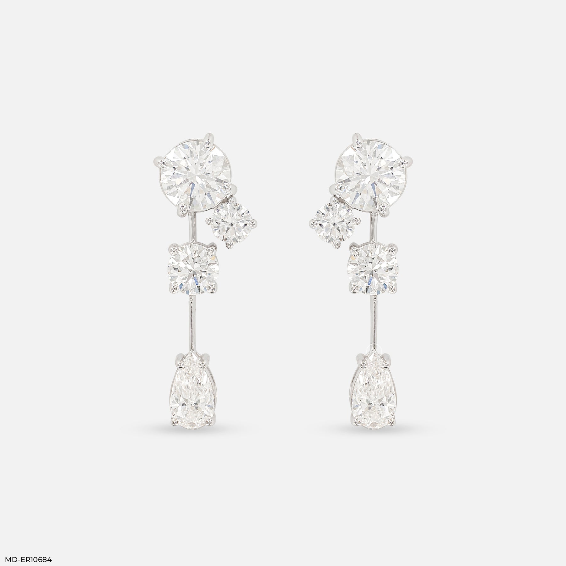 Shiny Round Drop Diamond Earrings 14K Rose Gold