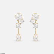 Shiny Round Drop Diamond Earrings 18K Yellow Gold