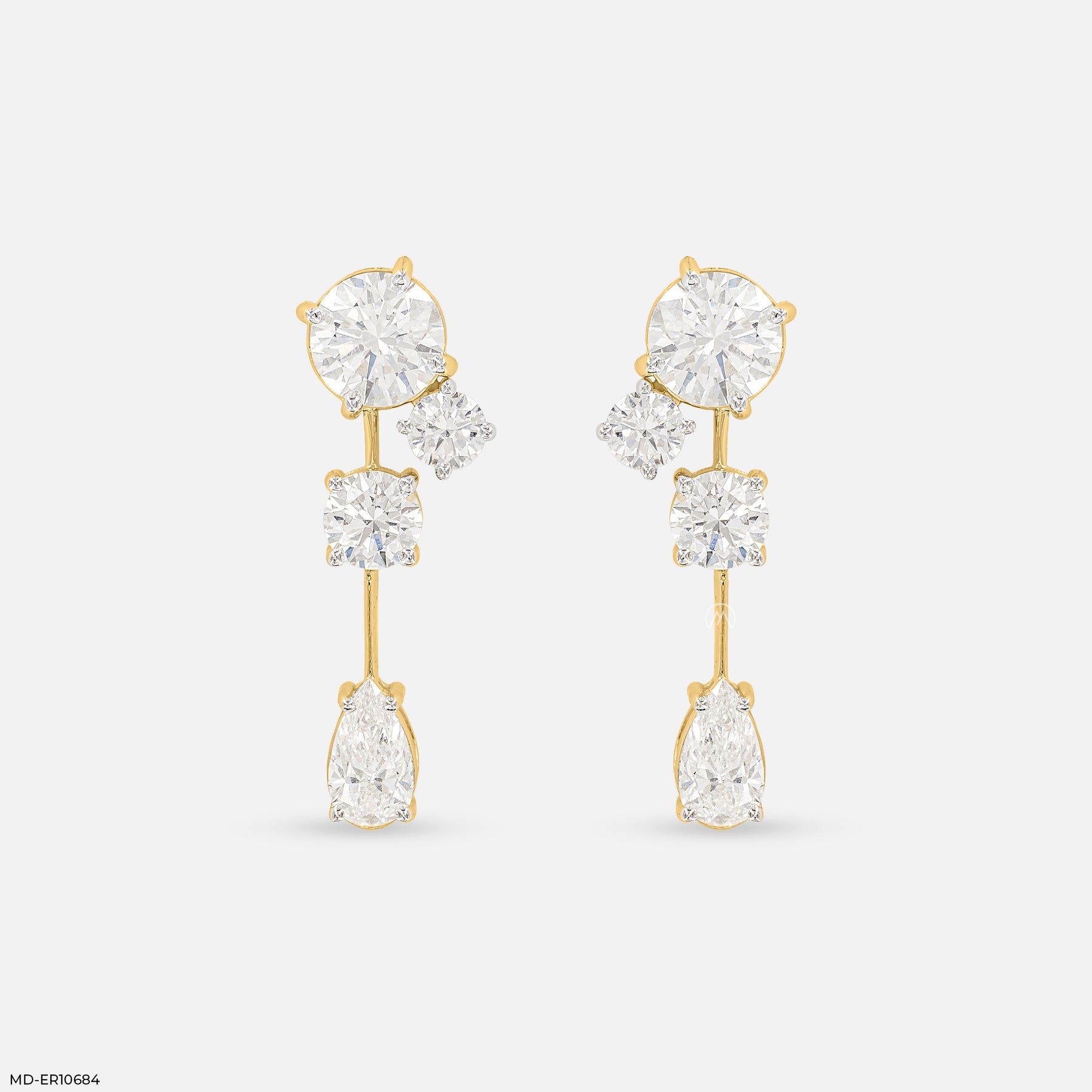 Shiny Round Drop Diamond Earrings 14K Rose Gold