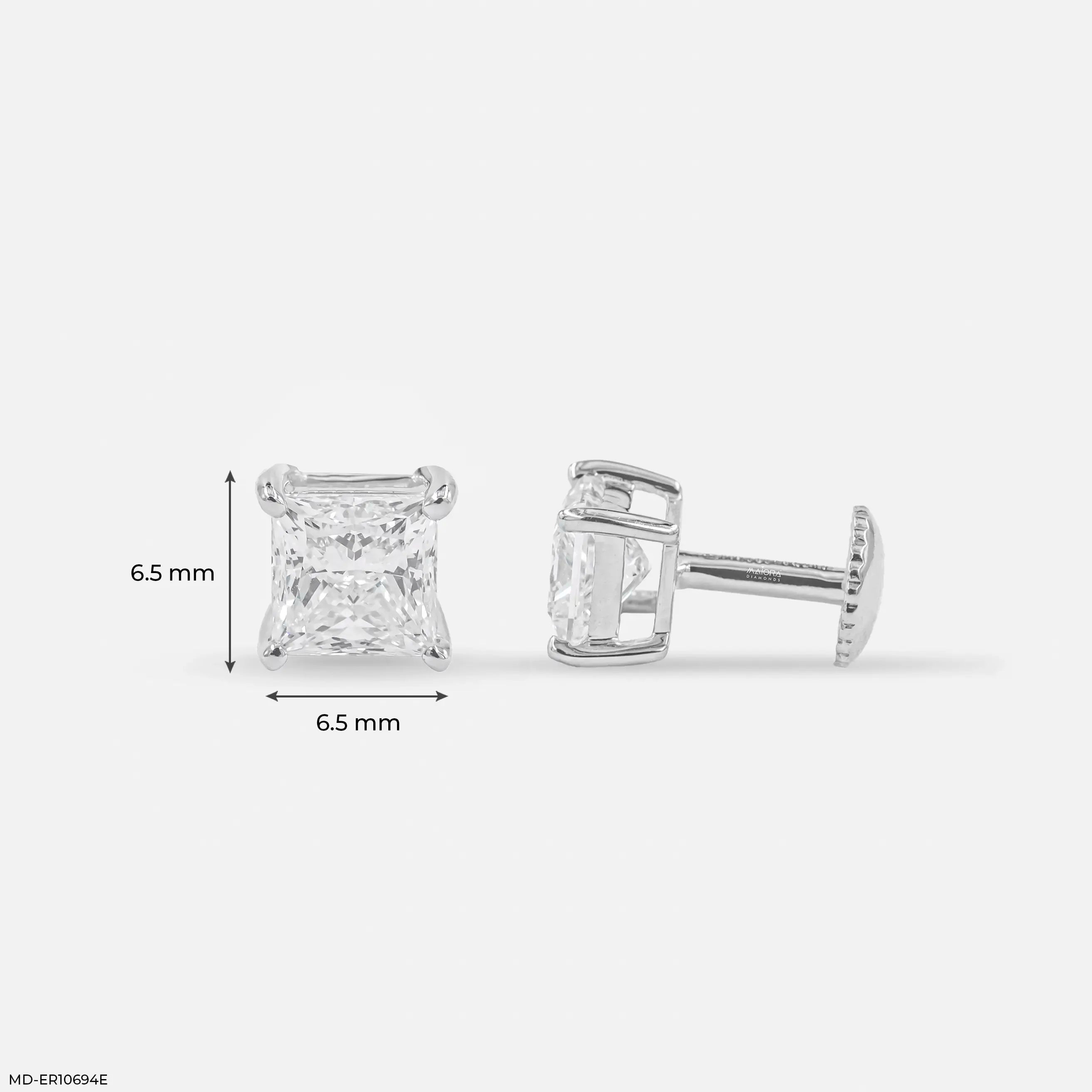 Artisan Princess Solitaire Diamond Earrings Platinum 950