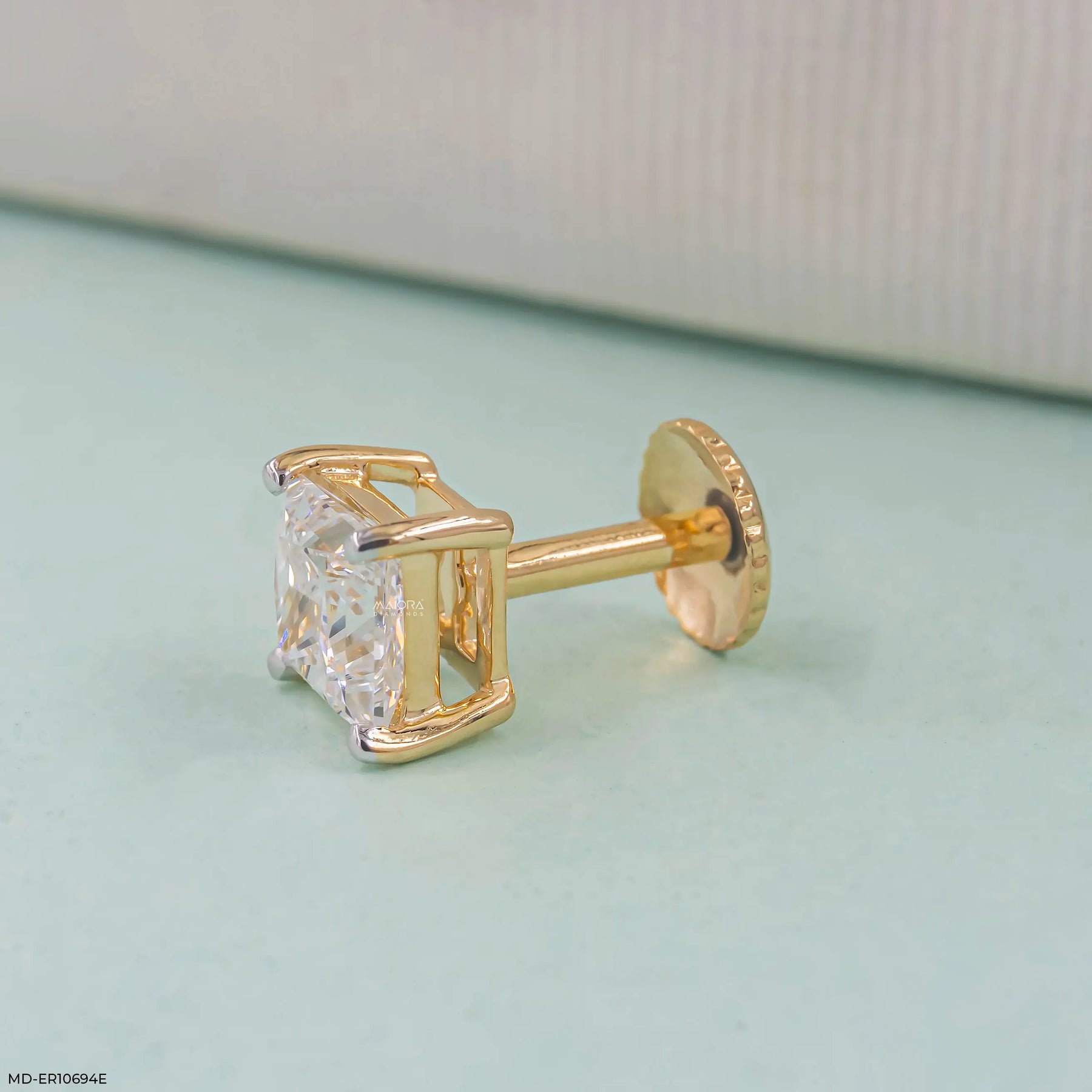 Artisan Princess Solitaire Diamond Earrings 9K White Gold