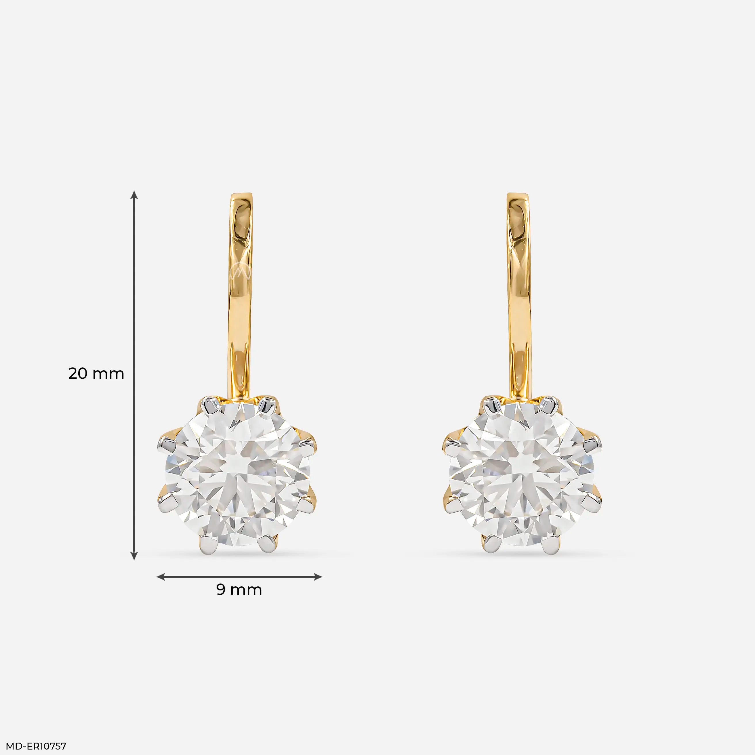 Oria Dangling Round Solitaire Hoops Earrings Platinum 950
