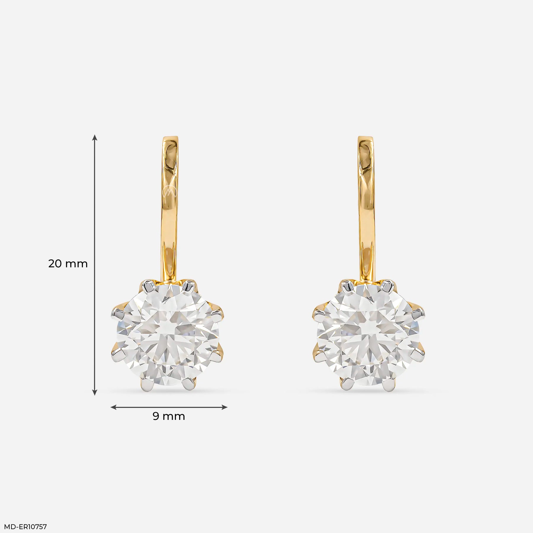 Oria Dangling Round Solitaire Hoops Earrings 9K Rose Gold