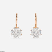 Oria Dangling Round Solitaire Hoops Earrings 14K Rose Gold