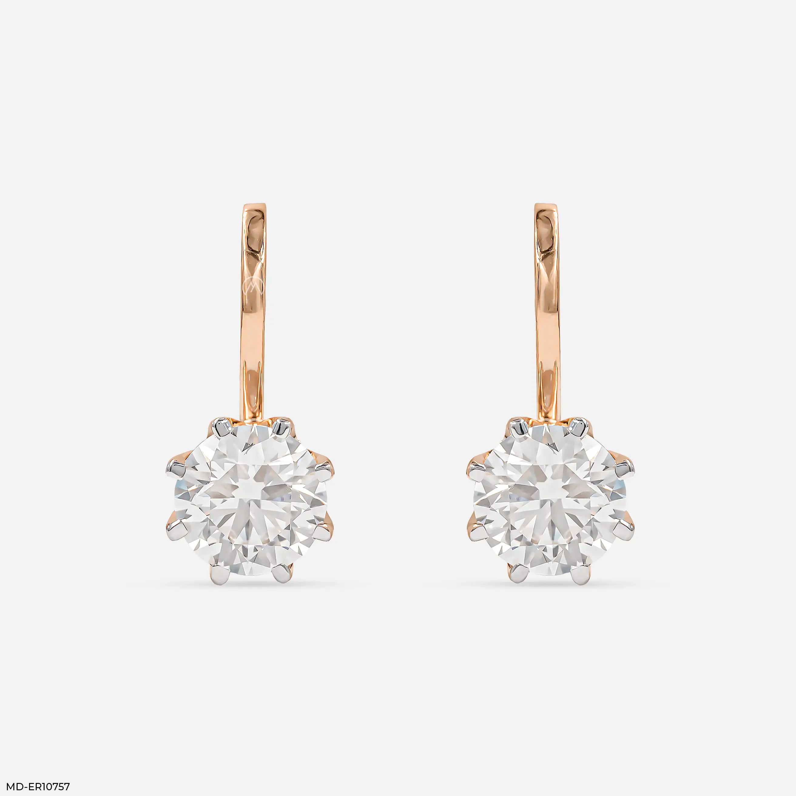 Oria Dangling Round Solitaire Hoops Earrings Platinum 950