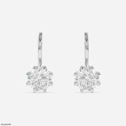 Oria Dangling Round Solitaire Hoops Earrings Platinum 950