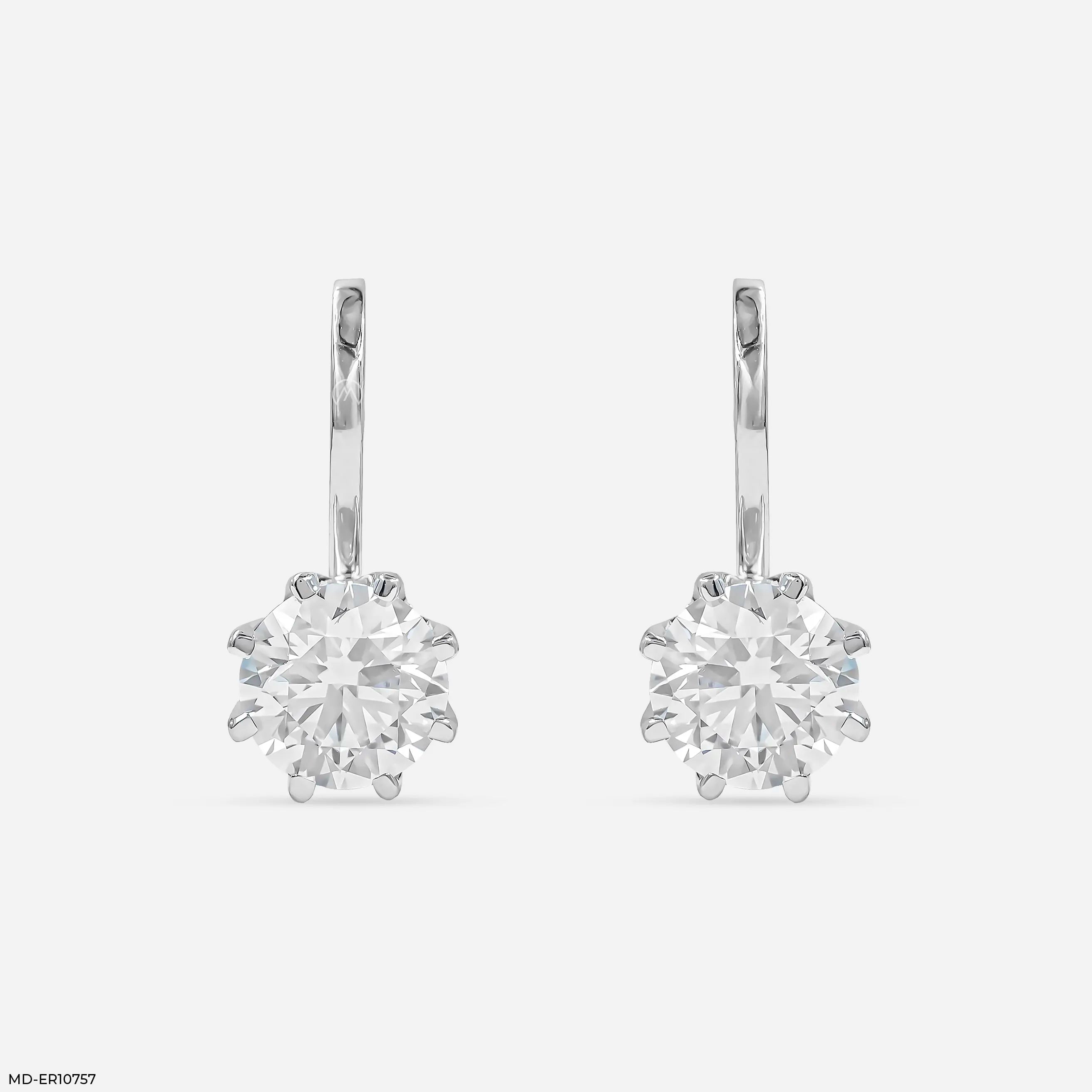 Oria Dangling Round Solitaire Hoops Earrings Platinum 950