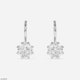 Oria Dangling Round Solitaire Hoops Earrings 9K Rose Gold