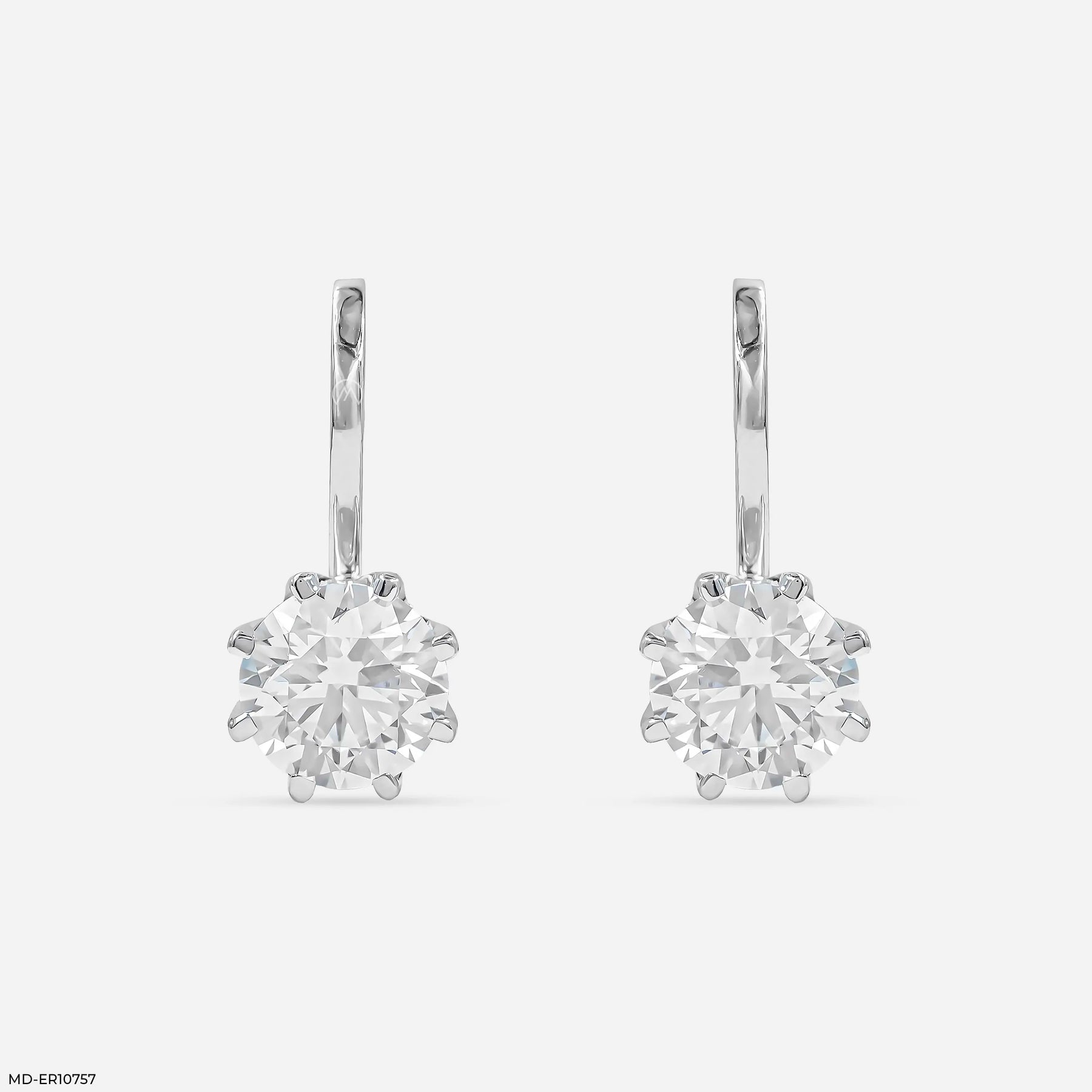 Oria Dangling Round Solitaire Hoops Earrings 9K Rose Gold