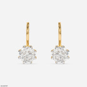 Oria Dangling Round Solitaire Hoops Earrings 9K Yellow Gold