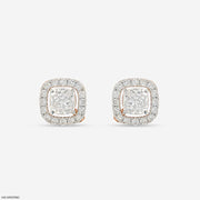 1.35 Carat Cusion Frame Lab Diamond Earrings 14K Rose Gold