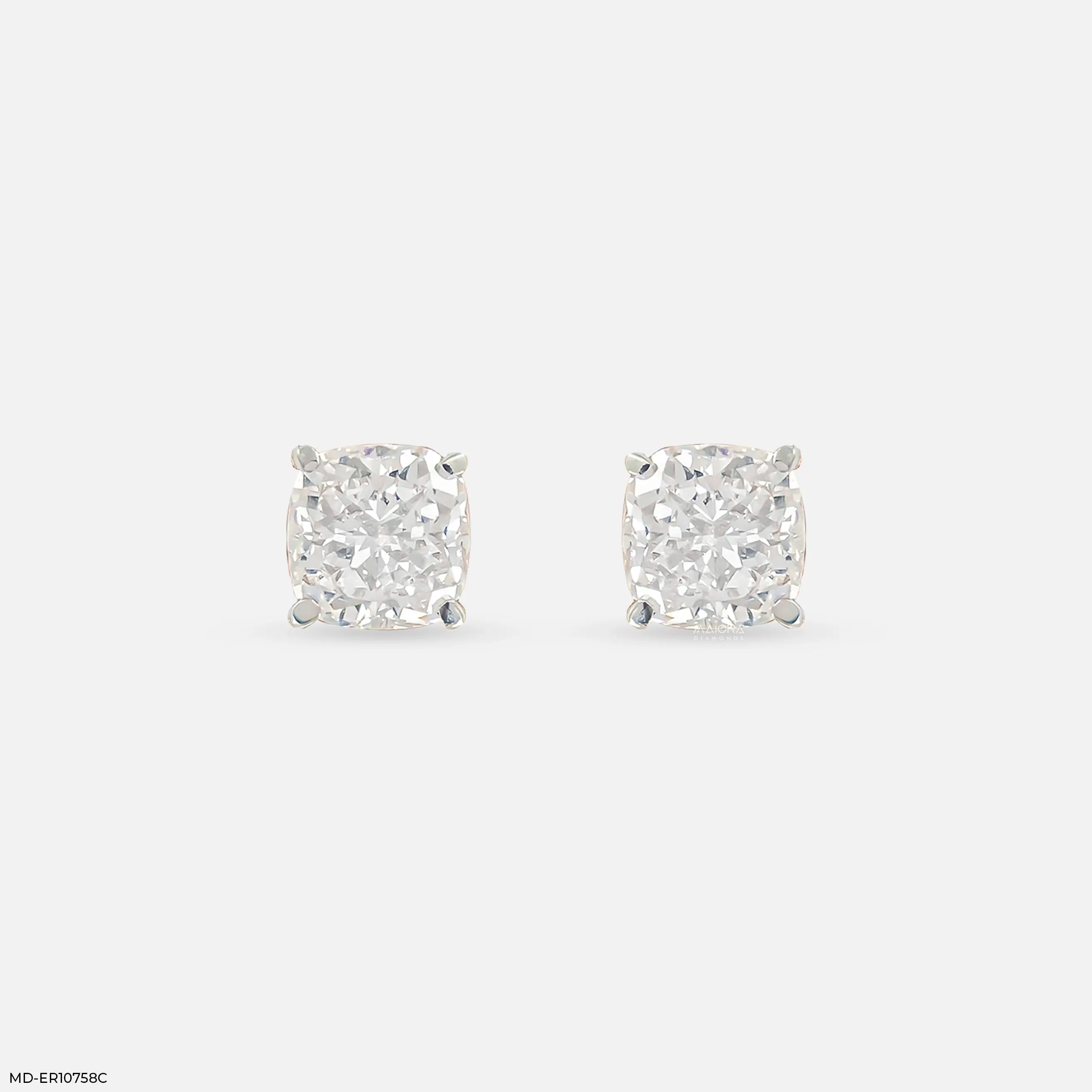 1.35 Carat Cusion Frame Lab Diamond Earrings 14K Rose Gold