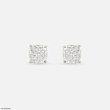 1.35 Carat Cusion Frame Lab Diamond Earrings 14K Rose Gold