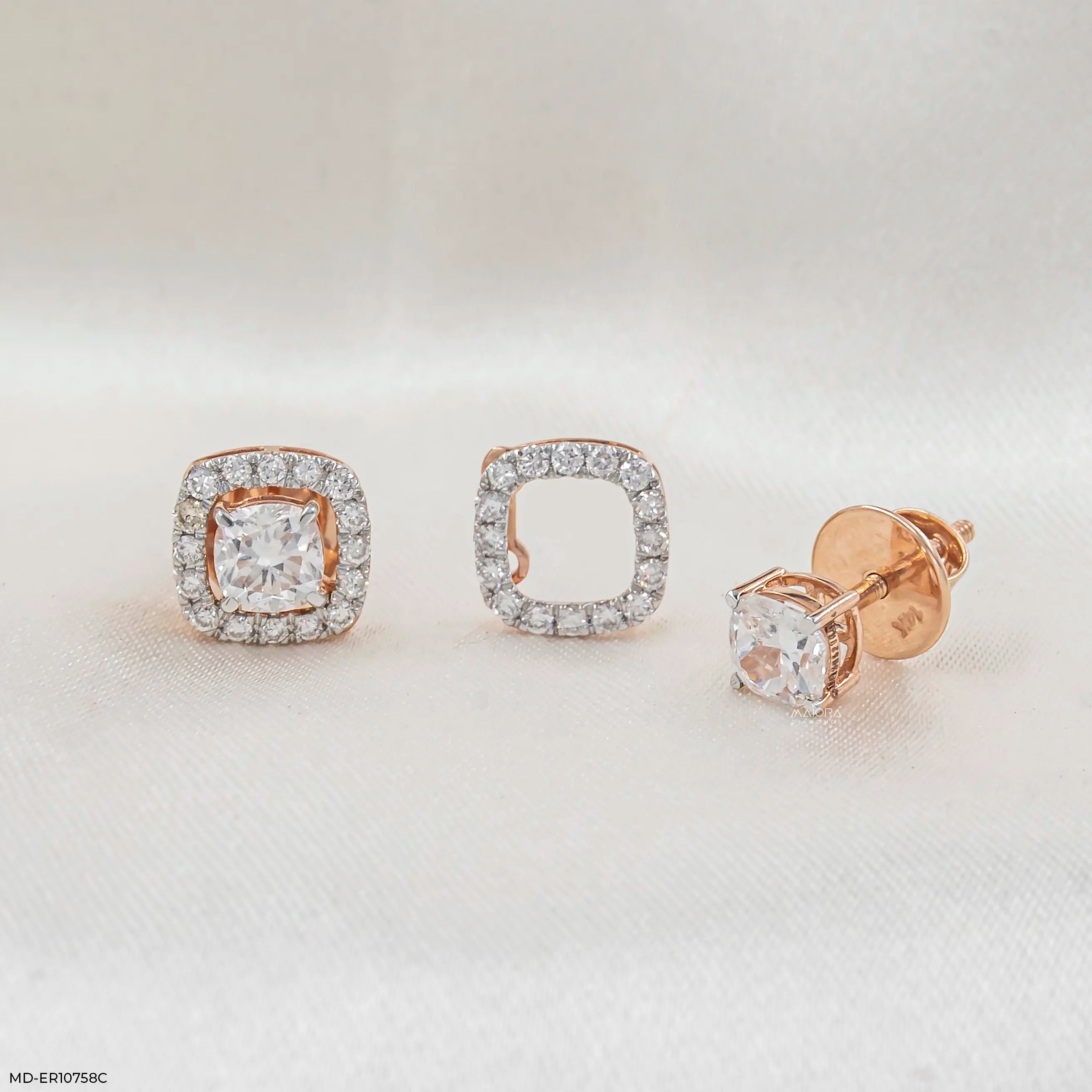 1.35 Carat Cusion Frame Lab Diamond Earrings