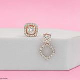 1.35 Carat Cusion Frame Lab Diamond Earrings 14K Rose Gold