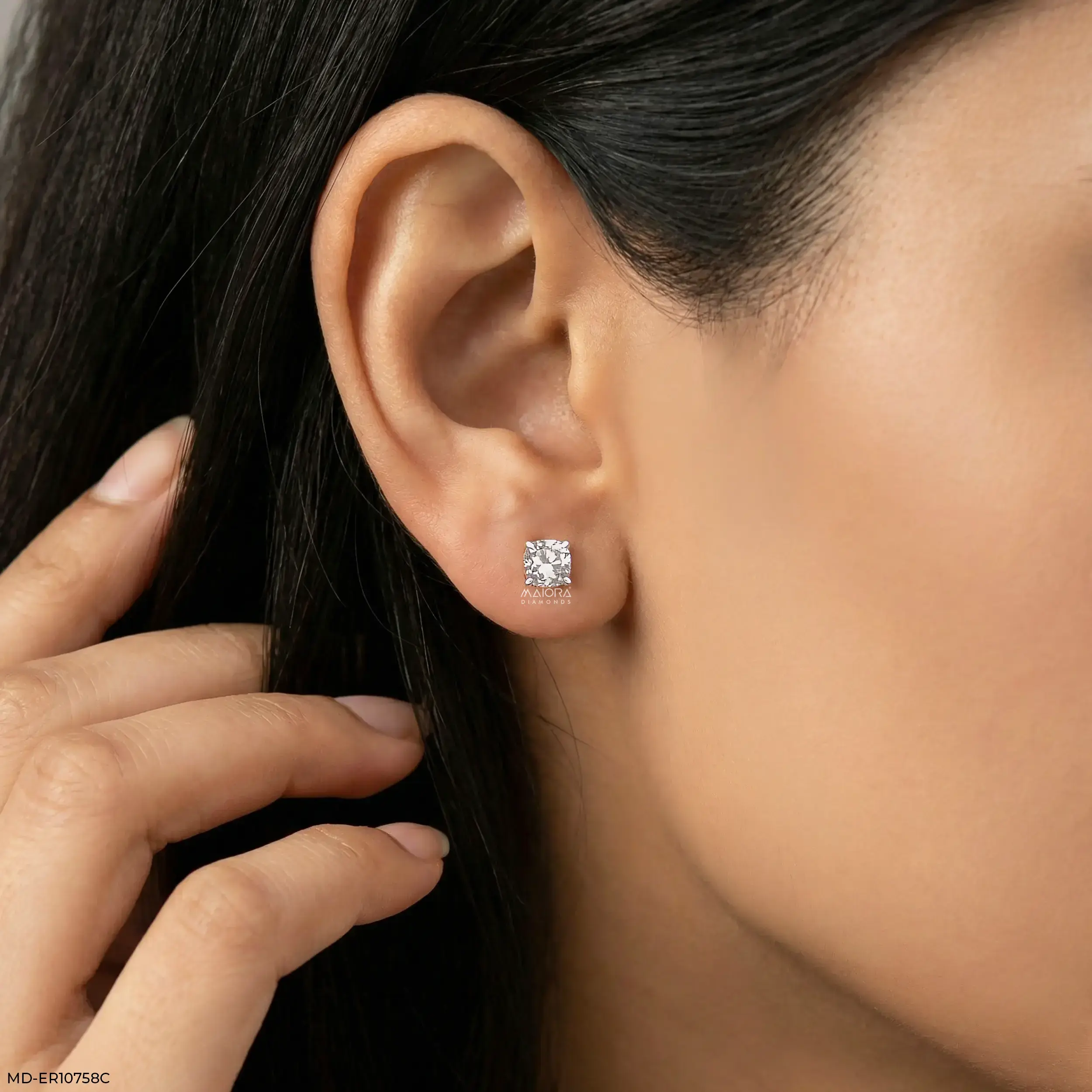 1.35 Carat Cusion Frame Lab Diamond Earrings 14K Rose Gold