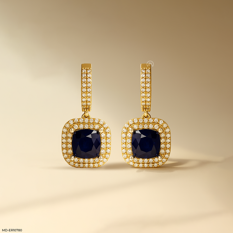 Celestial Square Dangles Earrings 14K Rose Gold