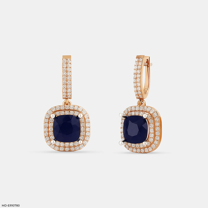 Celestial Square Dangles Earrings 14K Rose Gold