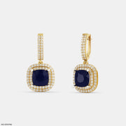 Celestial Square Dangles Earrings 14K Yellow Gold