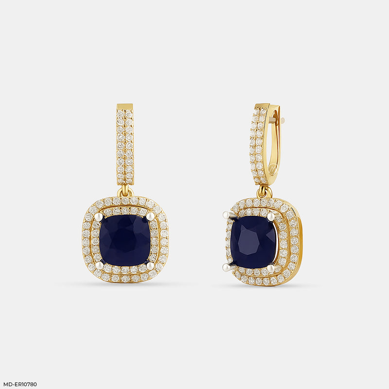 Celestial Square Dangles Earrings 14K Rose Gold