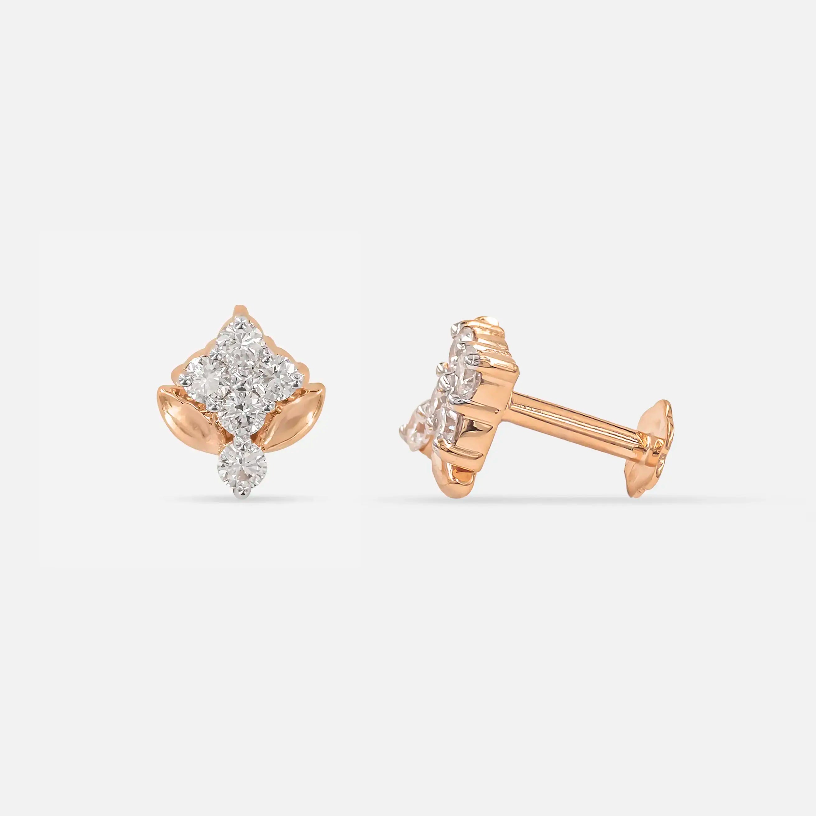 Elara Gold Rosette Diamond Earrings 9K White Gold