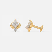 Elara Gold Rosette Diamond Earrings 14K Yellow Gold
