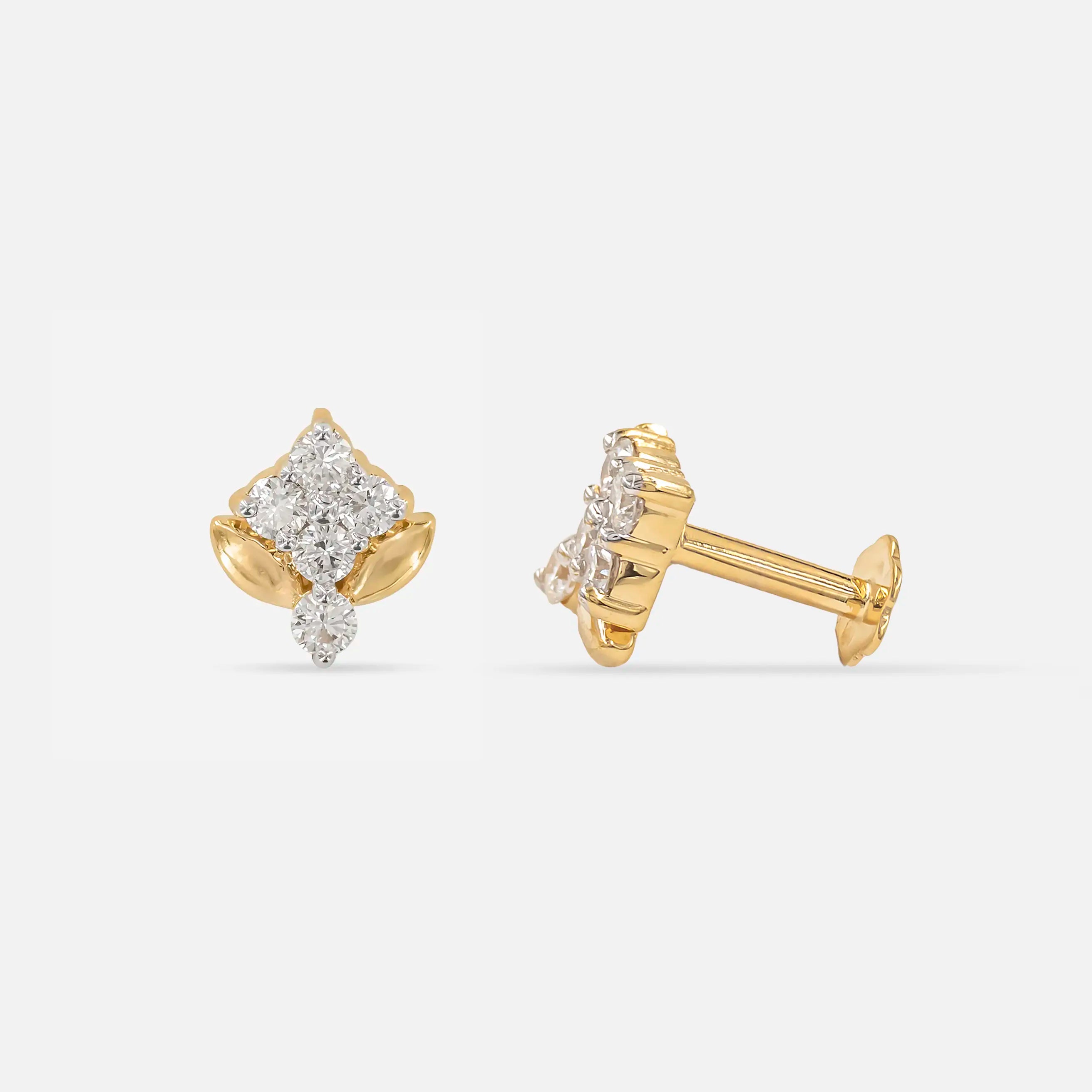 Elara Gold Rosette Diamond Earrings