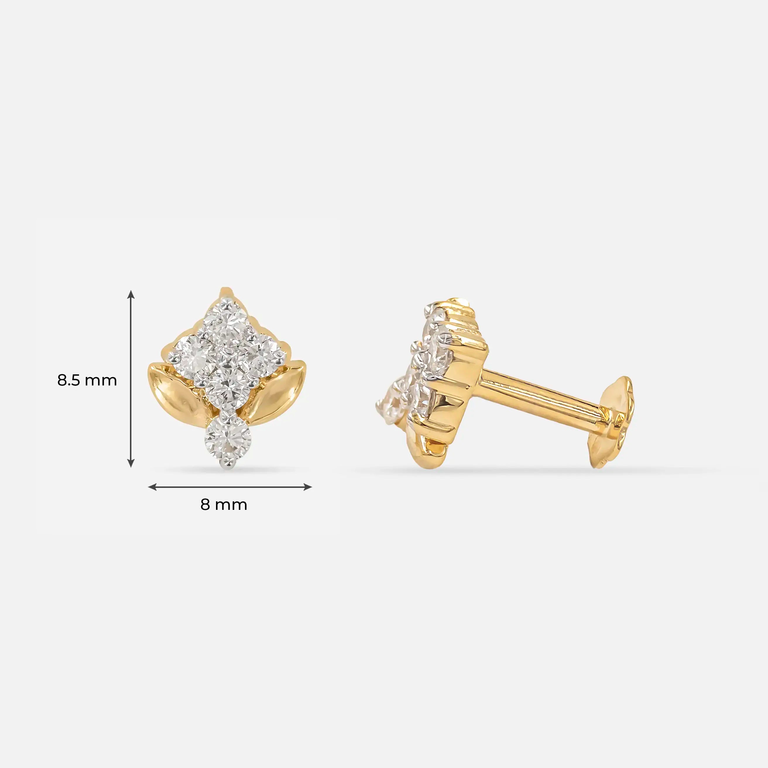 Elara Gold Rosette Diamond Earrings 9K White Gold