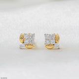 Elara Gold Rosette Diamond Earrings 9K Yellow Gold